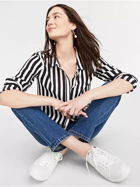 On Twelfth Tops - on twelfth Women's Button-Front Crepe Shirt